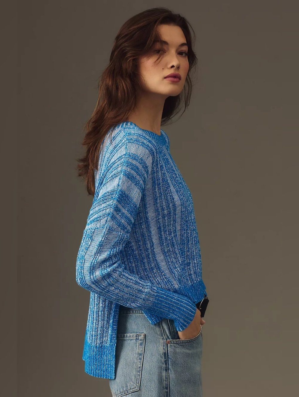 Anthropologie Pilcro Textured High-Low Pullover Sweater Size Medium